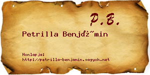 Petrilla Benjámin névjegykártya