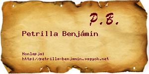 Petrilla Benjámin névjegykártya